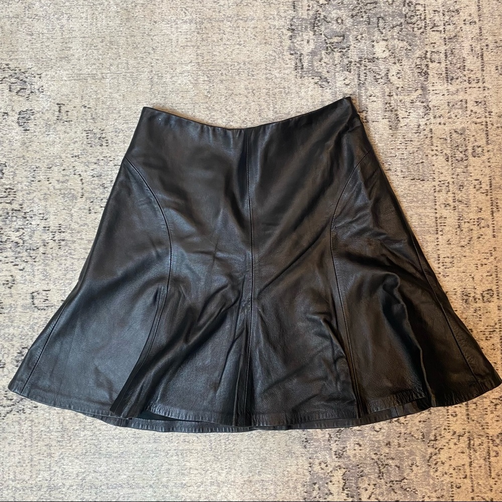 Anthropologie Leather Swing Skirt